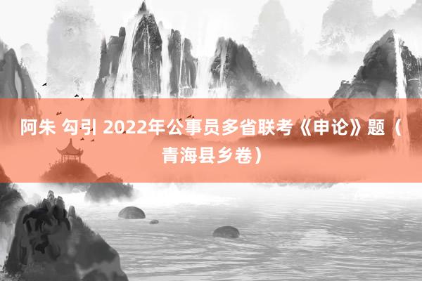 阿朱 勾引 2022年公事员多省联考《申论》题（青海县乡卷）