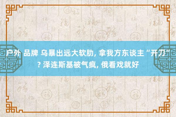 户外 品牌 乌暴出远大软肋， 拿我方东谈主“开刀”? 泽连斯基被气疯， 俄看戏就好