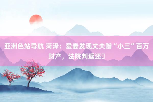 亚洲色站导航 菏泽：爱妻发现丈夫赠“小三”百万财产，法院判返还‌