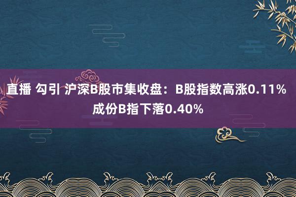 直播 勾引 沪深B股市集收盘：B股指数高涨0.11% 成份B指下落0.40%