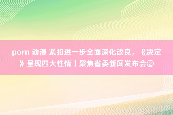 porn 动漫 紧扣进一步全面深化改良，《决定》呈现四大性情丨聚焦省委新闻发布会②