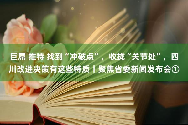 巨屌 推特 找到“冲破点”，收拢“关节处”，四川改进决策有这些特质丨聚焦省委新闻发布会①