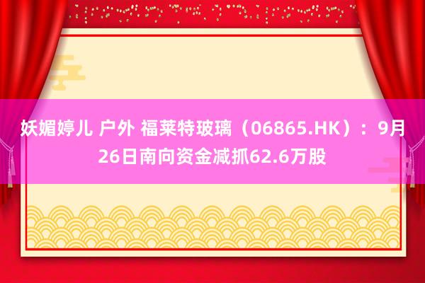 妖媚婷儿 户外 福莱特玻璃（06865.HK）：9月26日南向资金减抓62.6万股