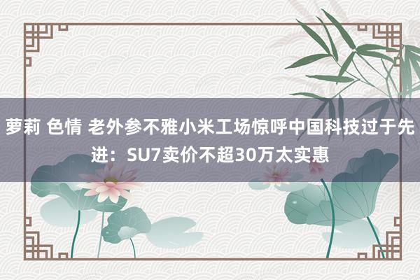 萝莉 色情 老外参不雅小米工场惊呼中国科技过于先进：SU7卖价不超30万太实惠