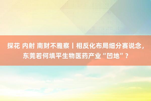 探花 内射 南财不雅察丨相反化布局细分赛说念，东莞若何填平生物医药产业“凹地”？