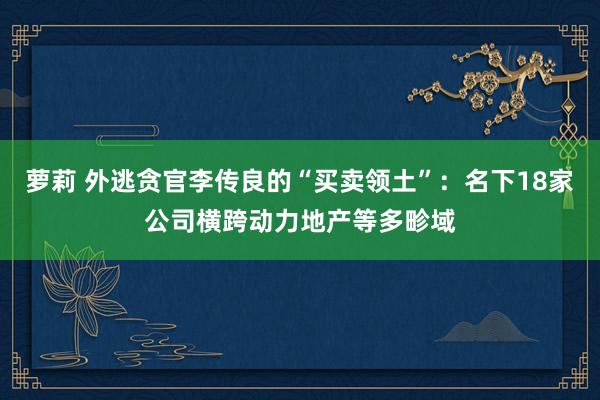 萝莉 外逃贪官李传良的“买卖领土”：名下18家公司横跨动力地产等多畛域