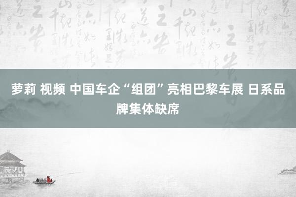 萝莉 视频 中国车企“组团”亮相巴黎车展 日系品牌集体缺席