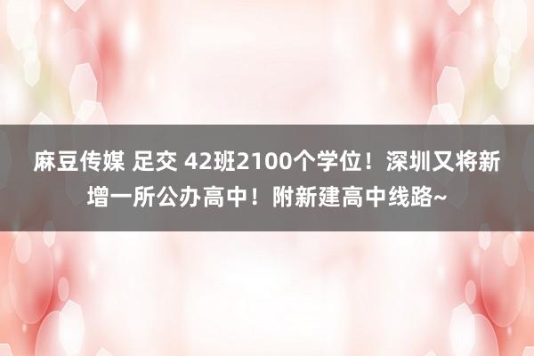 麻豆传媒 足交 42班2100个学位！深圳又将新增一所公办高中！附新建高中线路~