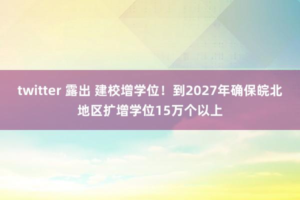 twitter 露出 建校增学位！到2027年确保皖北地区扩增学位15万个以上