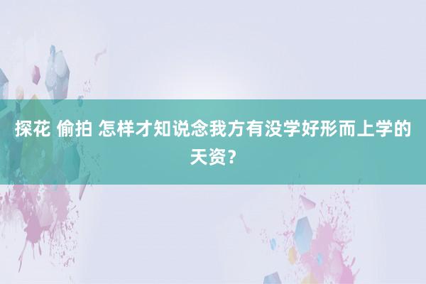 探花 偷拍 怎样才知说念我方有没学好形而上学的天资？