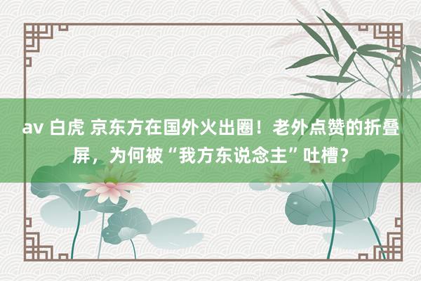 av 白虎 京东方在国外火出圈！老外点赞的折叠屏，为何被“我方东说念主”吐槽？